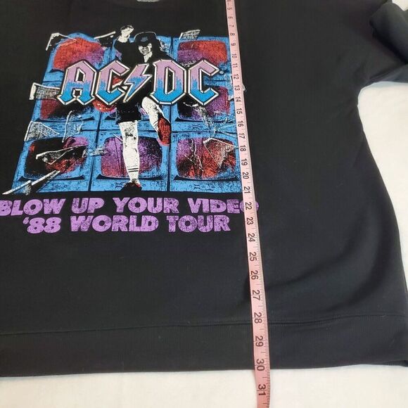 AC/DC Letterman Patch Black Sweatshirt Women's Size 2XL Blow Up Your Video NEW - Picture 7 of 7